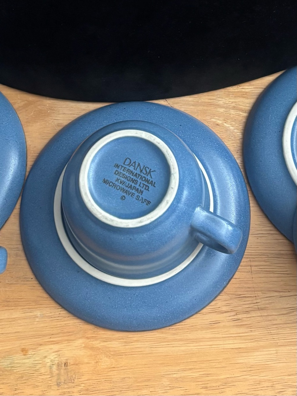 3 Pc Mesa Dansk Blue Stoneware Cup and Saucer Set - Mid Blue